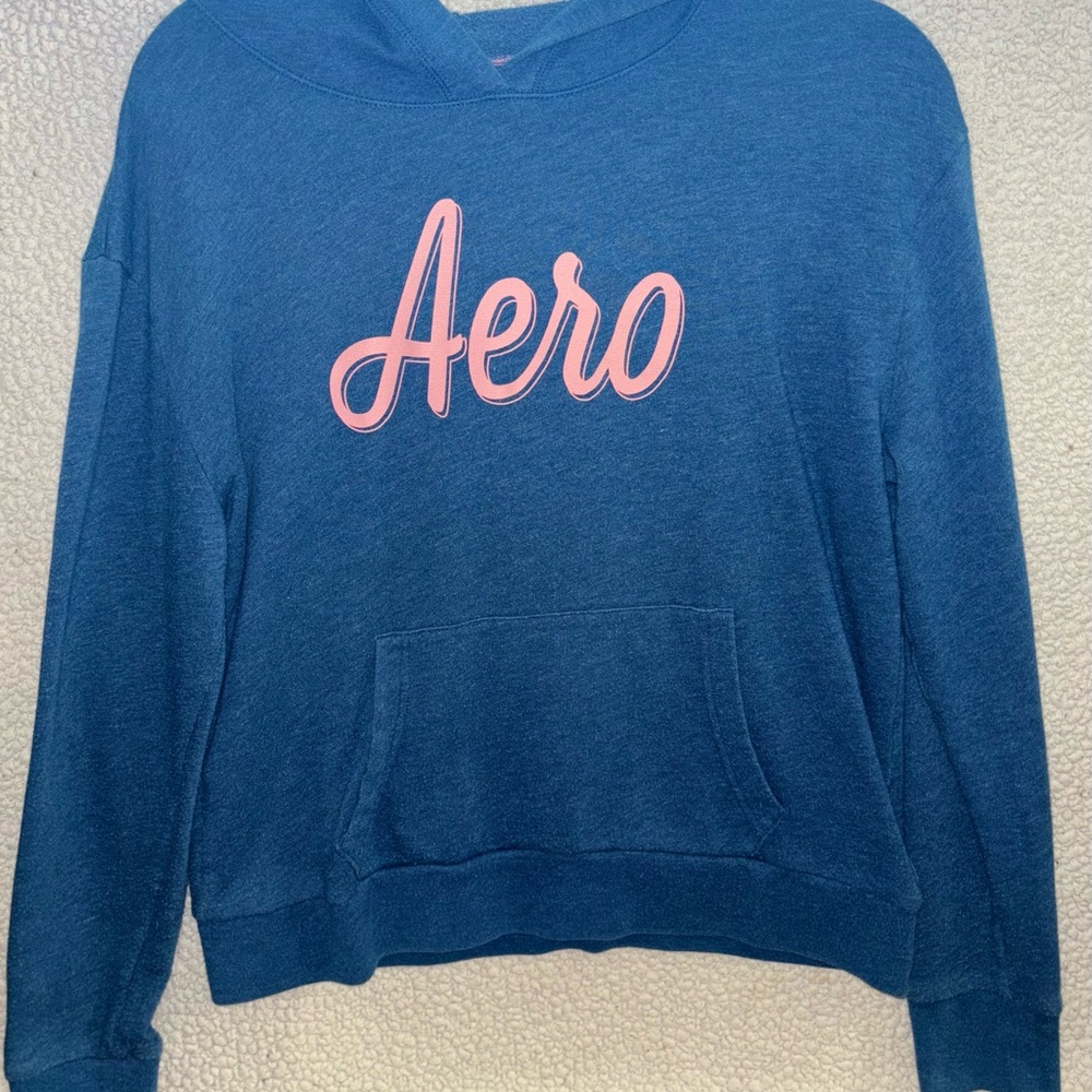 Aeropostale Blue Hoodie with Pink Logo